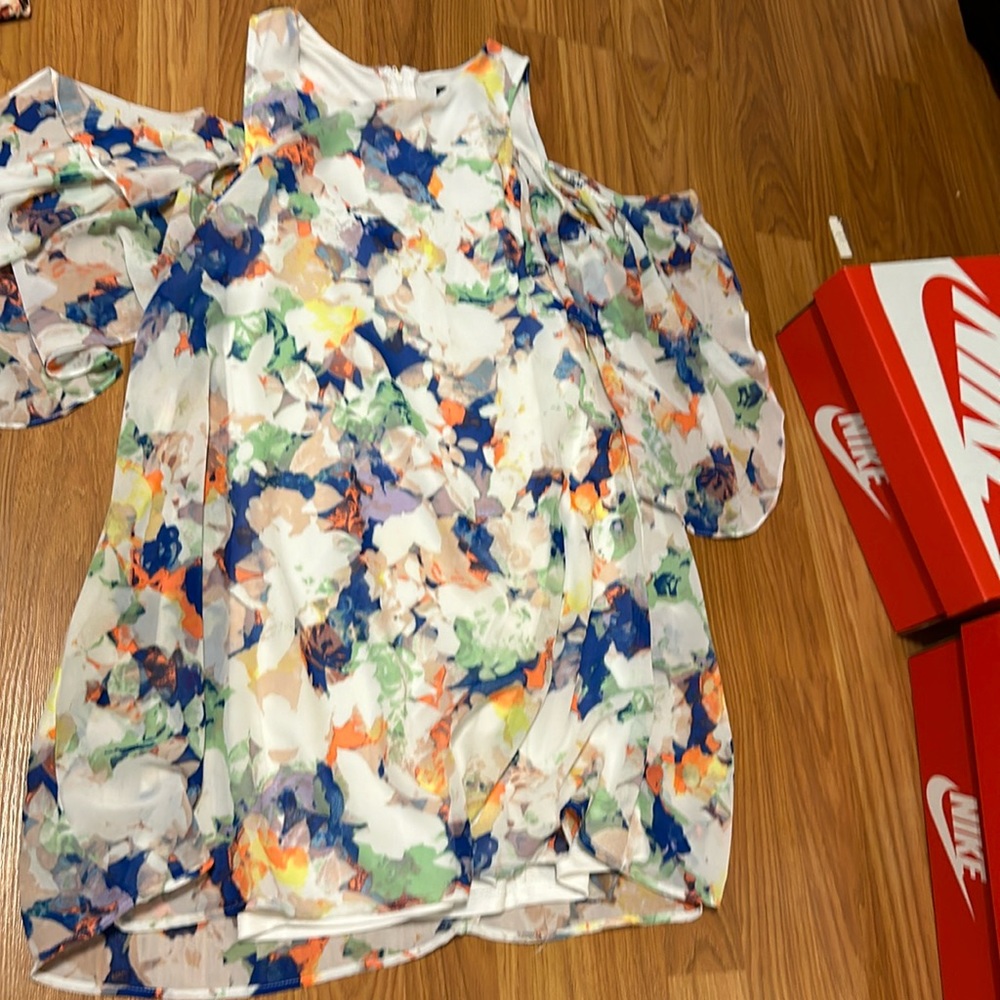 girls patterned off the shoulder dress